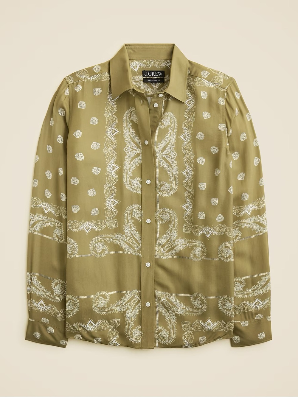J. Crew Jules Classic-Fit Shirt in Sage Scarf Print NEW